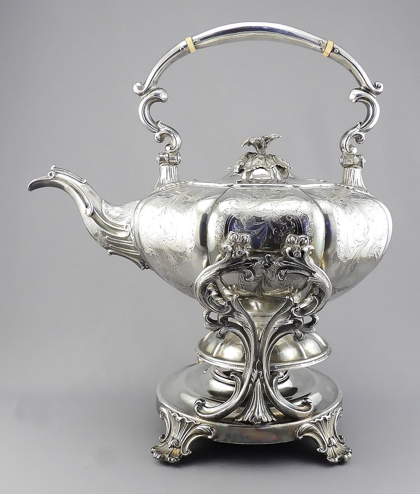 19th C. Silver Plated Spirit Kettle, 14"h. (1 of 5)