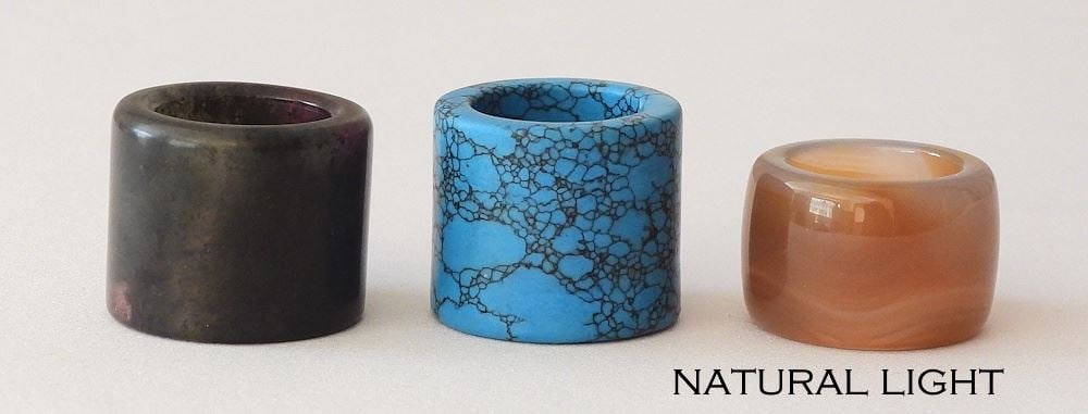 Three Chinese Qing Agate & Turquoise Archers Rings, 7/8 - 1 1/8"h, TW 87g (1 of 8)
