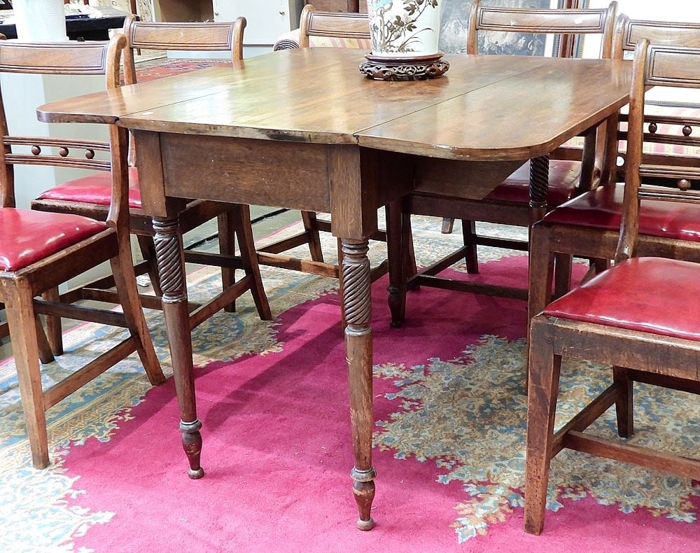 19th C. English Walnut Drop Side Table, 29 3/4 x 42 x 20" Closed. (1 of 2)