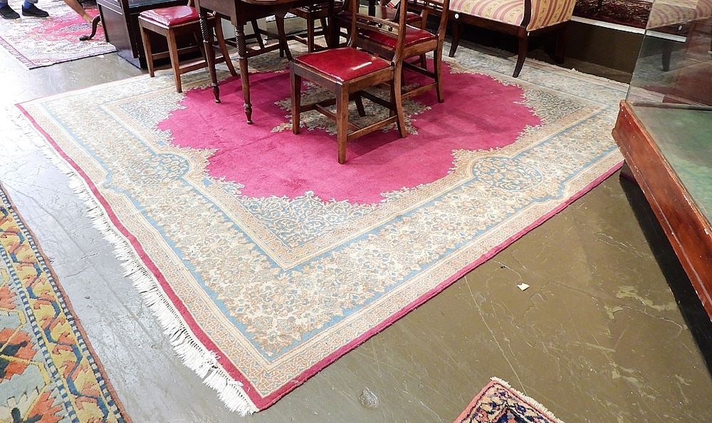 Hand Knotted Kerman Carpet, Wool & Cotton Approximately 9'4" x 10'6". (1 of 4)