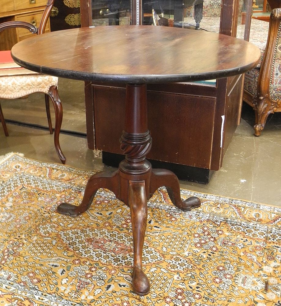 Georgian Mahogany Tilt Top Tripod Table, 26 1/2"h. (1 of 2)