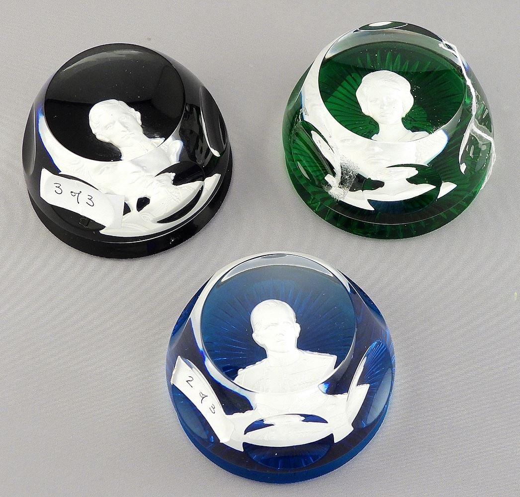 Three Baccarat Paperweights, 1 3/4 x 3" Diameter. (1 of 3)
