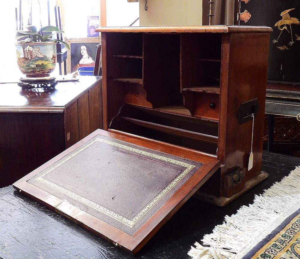 19th C. Mahogany Fall Front Secretary Cabinet, 16 1/4 x 18 x 10" (1 of 3)