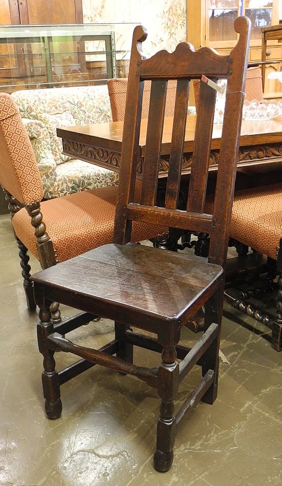 Jacobean Oak Chair, 43 1/2"h, Acquired Domus Antica. (1 of 2)