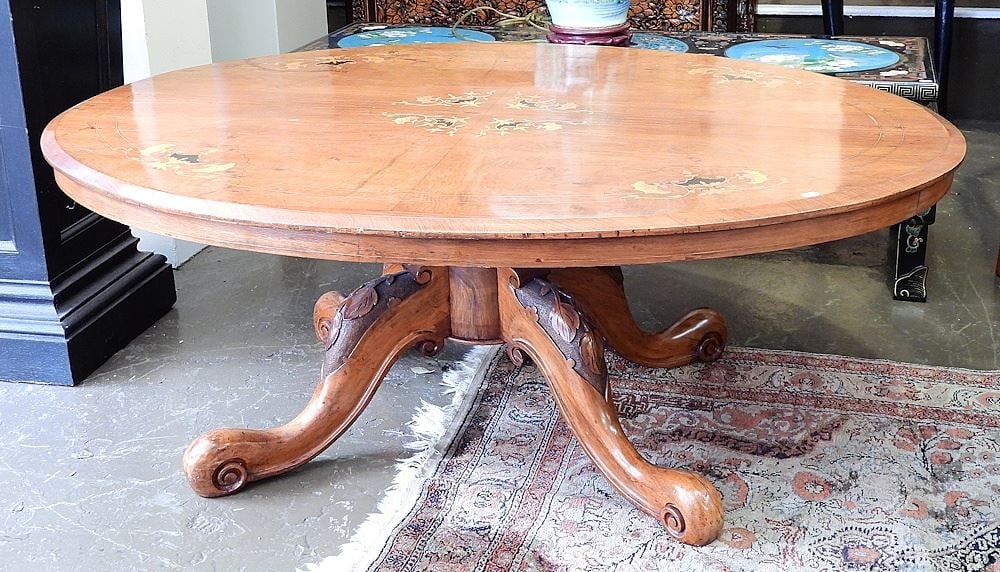 Mid 19th C. Inlaid Loo Table, 51"L. (1 of 4)