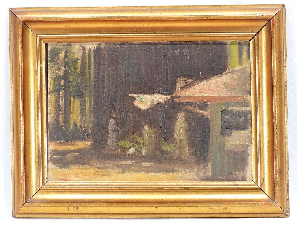 California School Monogrammed C.1918 , 8 x 11 1/4", "Figure & Building". (1 of 4)