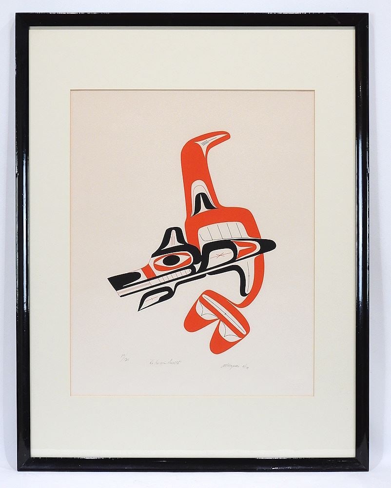 Nuu-Chah-Nulth Serigraph signed A. (Art) Thompson 4/79, 17 1/2 x 14", "Ka-Ka-Win-Chealth" #110/1: Nuu-Chah-Nulth Serigraph signed A. (Art) Thompson 4/79, 17 1/2 x 14", "Ka-Ka-Win-Chealth" #110/1