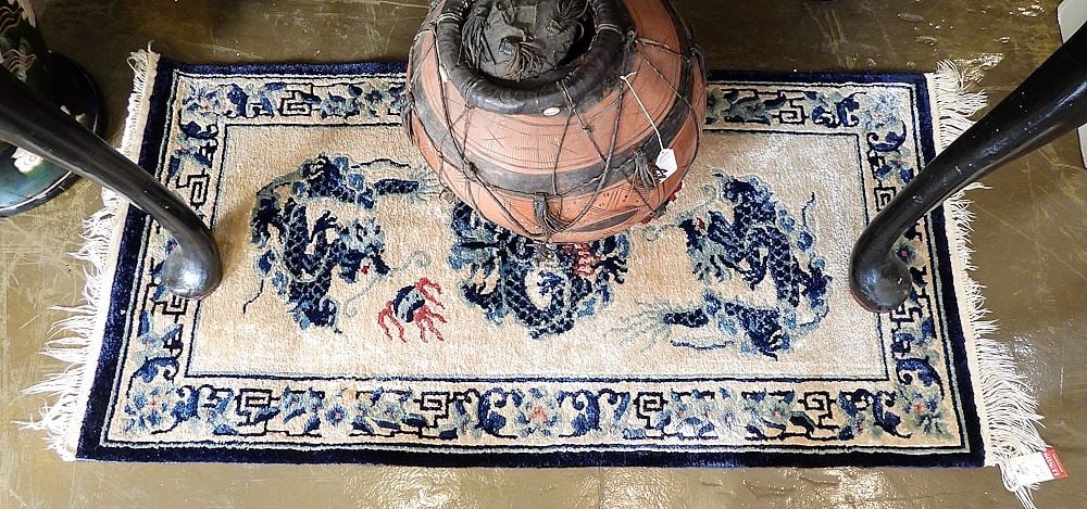 Chinese Silk Mat Approximately 2' x 4'6". (1 of 2)