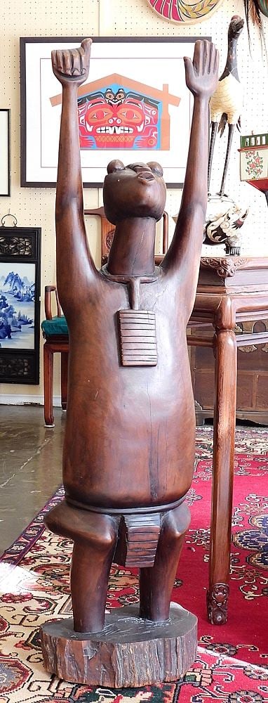 Carved Wood Human Figure w/Arms Outstretched, 49"h. (1 of 2)