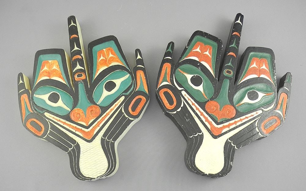 Pair of Haida Crests: "Dragonfly" & "Mosquito", Inscribed Verso, 9 1/8"h (1 of 2)