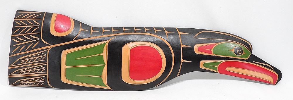 Coast Salish Panel Carving signed Gary Baker, 25 1/2"h. (1 of 3)