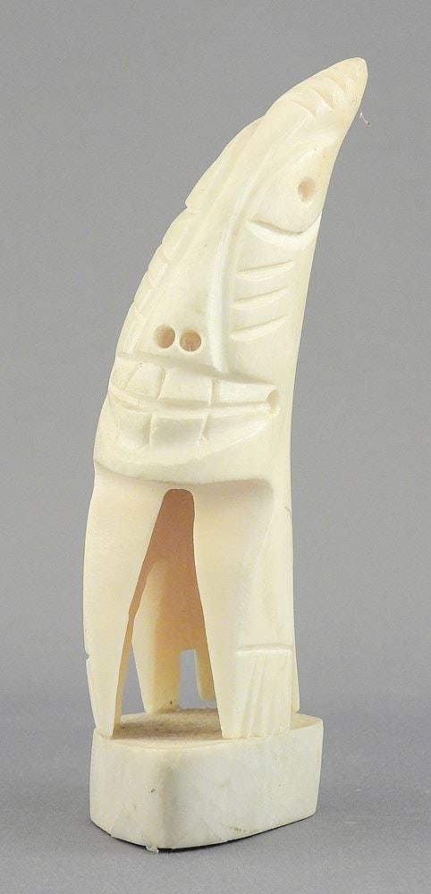 Greenland Killer Whale Tooth Tupilak by Henry Kunak w/Tag, 5"h, 140g, NO EXPORT. (1 of 4)