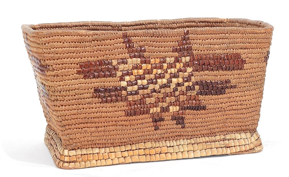 Salish Imbricated Footed Basket, 13 1/4"L. (1 of 4)