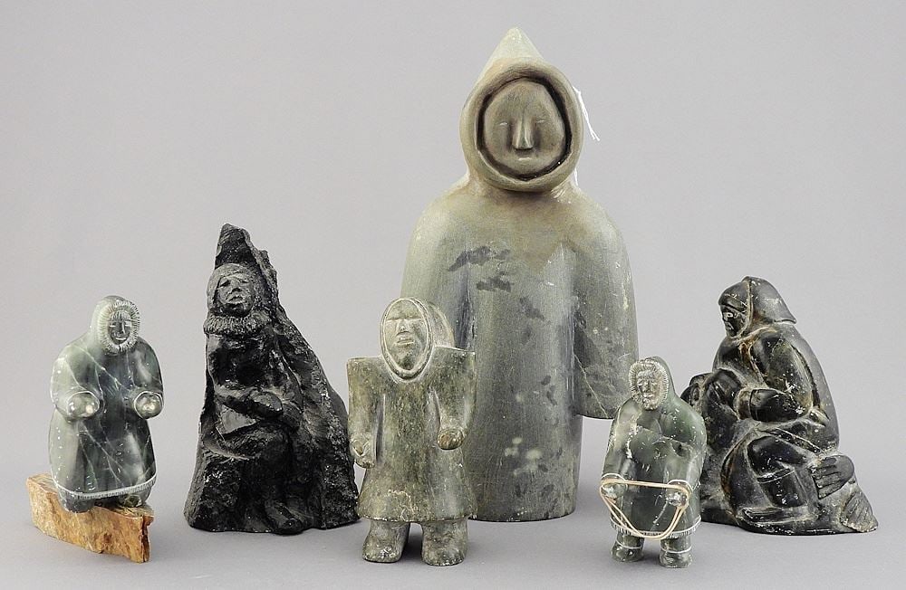 Collection of Six Inuit Figural Carvings, 3 - 7 1/2"h. (1 of 3)