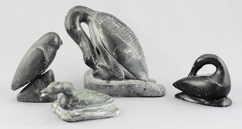 Four Inuit Carvings, Largest signed Sakaraiese, 1 3/4 - 5 5/8"h. (1 of 5)