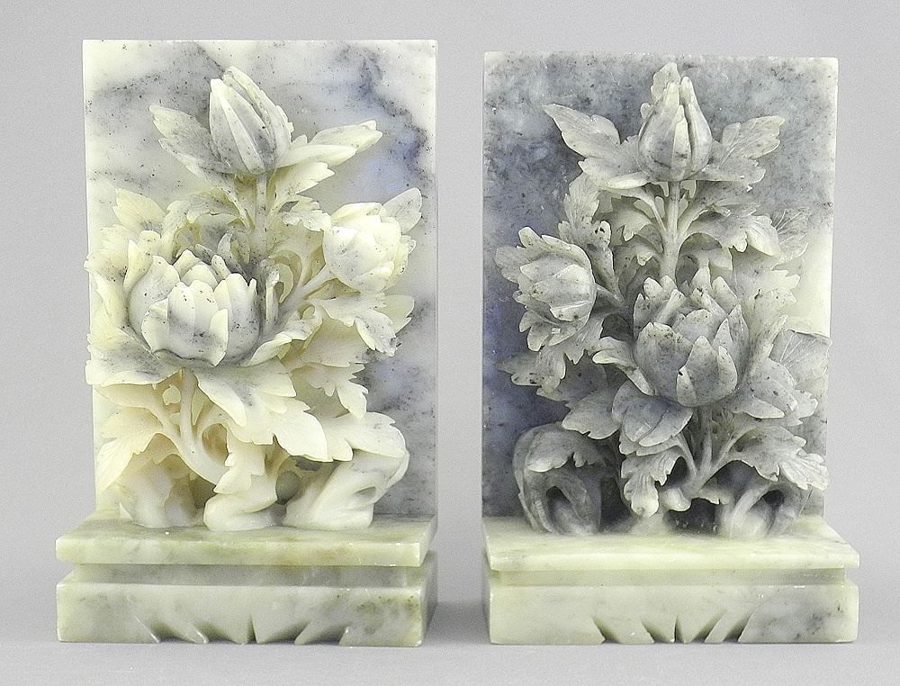 Pair of Chinese Grey Softstone Bookends, 7"h. (1 of 3)