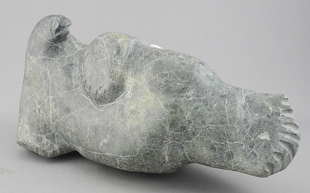 Repulse Bay Sculpture by B.Saumik, signed with Label, Dec.22/77, 9 5/8" , "Seal". (1 of 4)