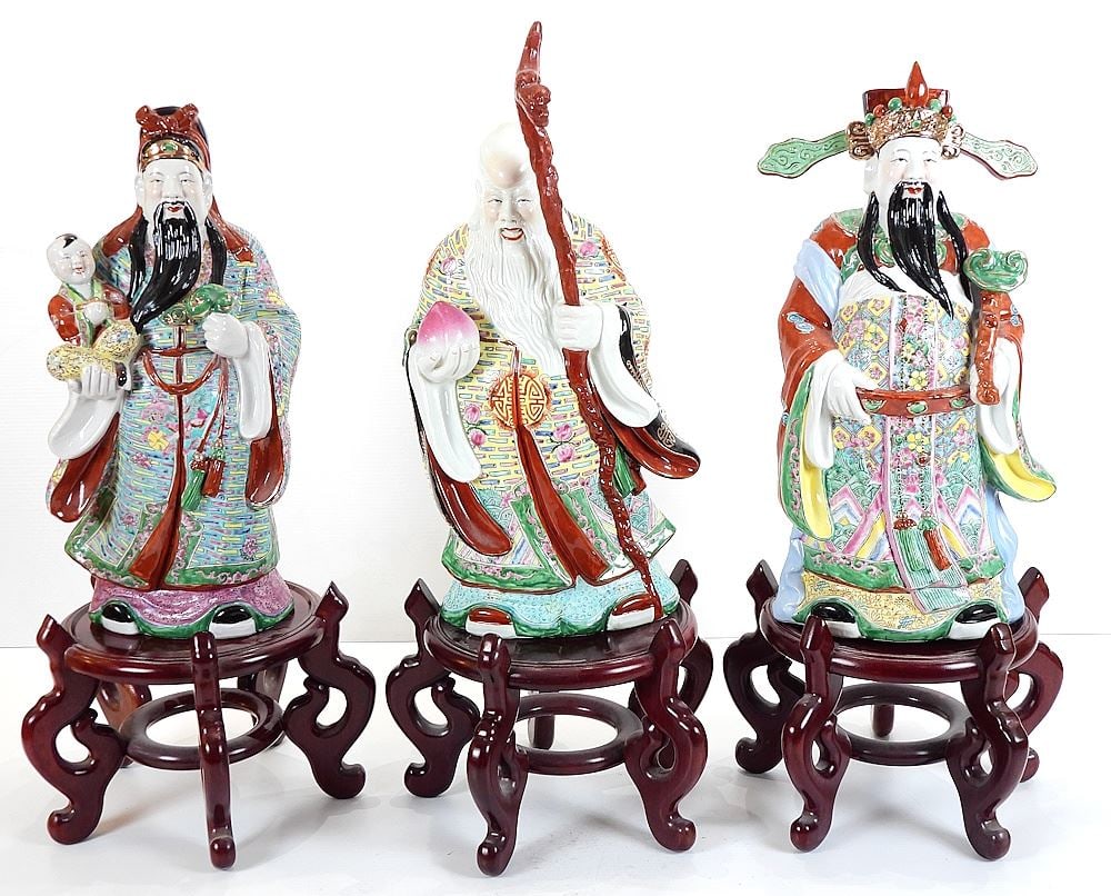 Three Daoist Porcelain Star God (22"h) w/Stands. (1 of 6)