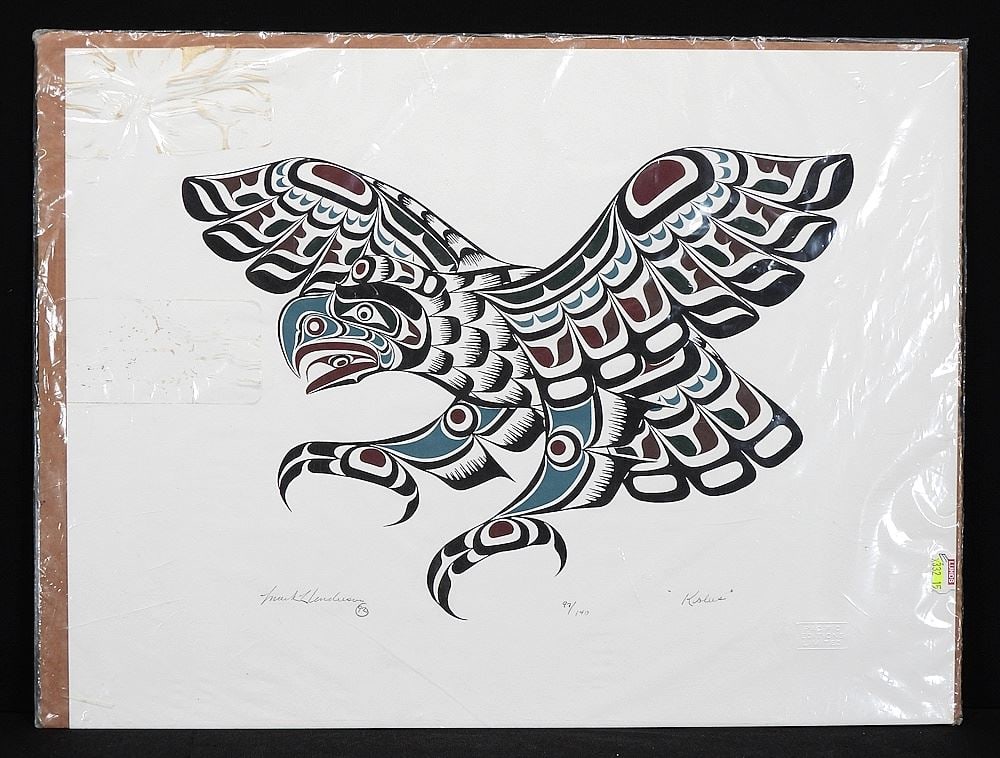 Kwagiulth Serigraph signed Mark Henderson, 13 x 17", "Kolus", #97/140.: Kwagiulth Serigraph signed Mark Henderson, 13 x 17", "Kolus", #97/140.