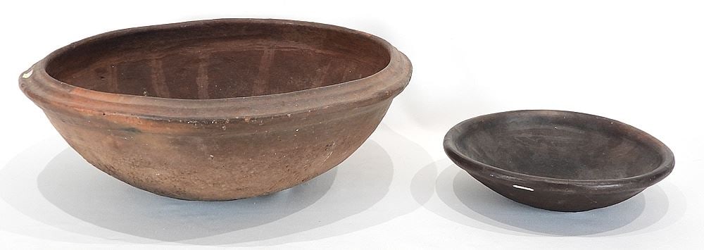 Two African Earthenware Bowls, 10 1/4 x 17" Diameter.: Two African Earthenware Bowls, 10 1/4 x 17" Diameter.