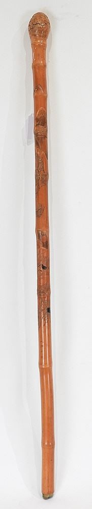 Japanese Carved Bamboo Cane w/ Root Handle, 35 1/2"L. (1 of 3)