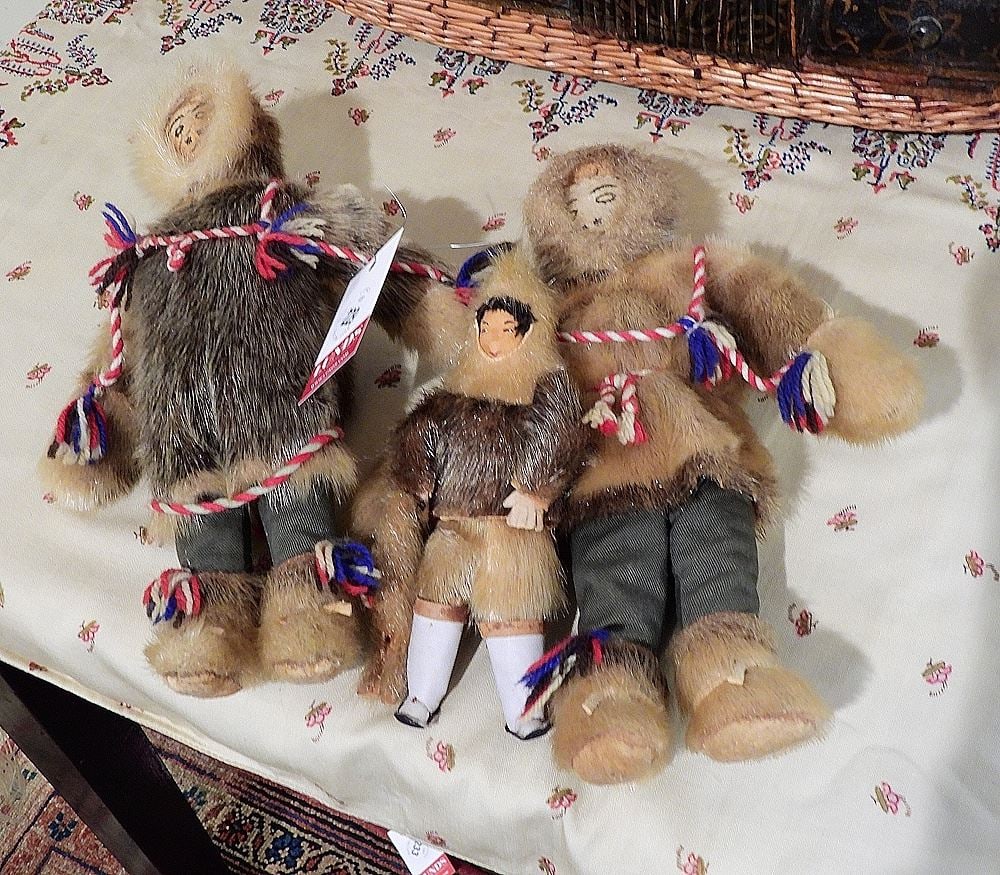 Three Inuit Seal Skin & Fur Dolls, 6 1/2 - 11"h, CANADIAN BIDDERS ONLY. (1 of 1)