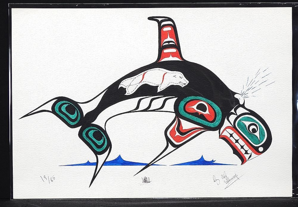 Mixed Media on Paper signed Alex Underwood, 12 x 17 1/2", "Whale" 19/85.: Mixed Media on Paper signed Alex Underwood, 12 x 17 1/2", "Whale" 19/85.