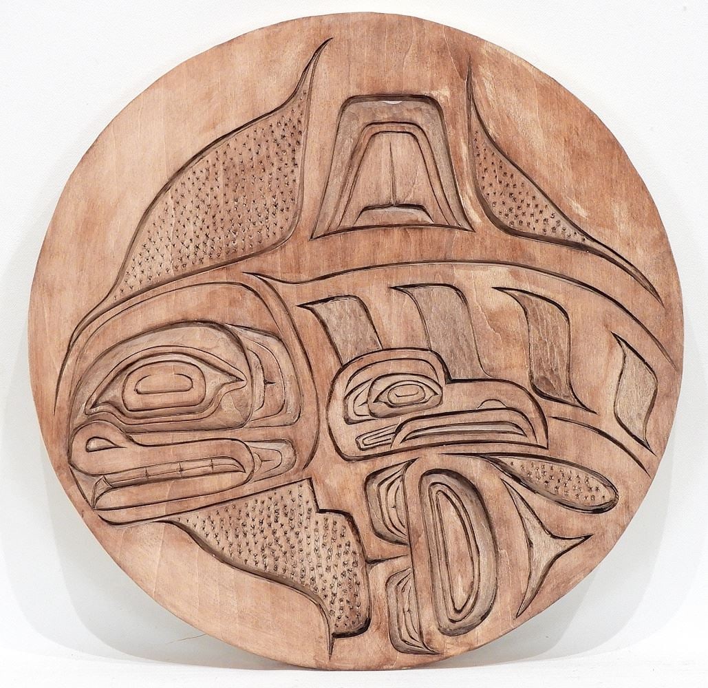 Squamish Plaque signed Shane Flood Baker, 14 1/2" Diameter, "Killer Whale 2026". (1 of 2)