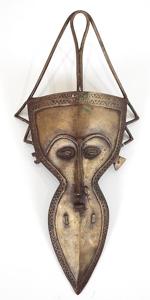 African Bronze Mask, 21 1/2"h. (1 of 2)