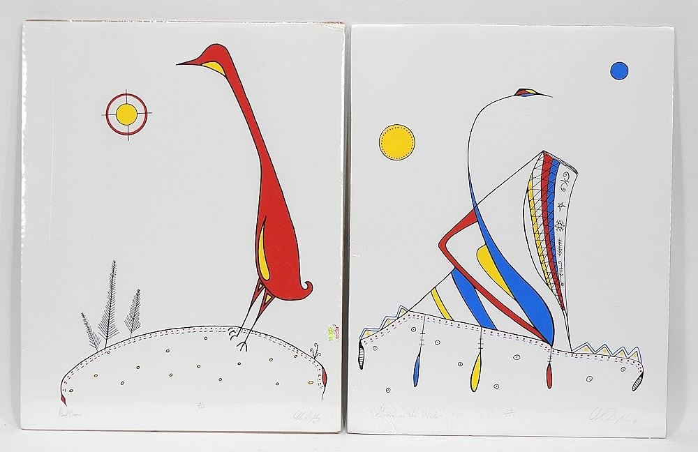 Pair of Mikm'aq Serigraphs, 17 1/2 x 13 3/4", "Geese" & "Cranes", #21 & 24/100. (1 of 5)