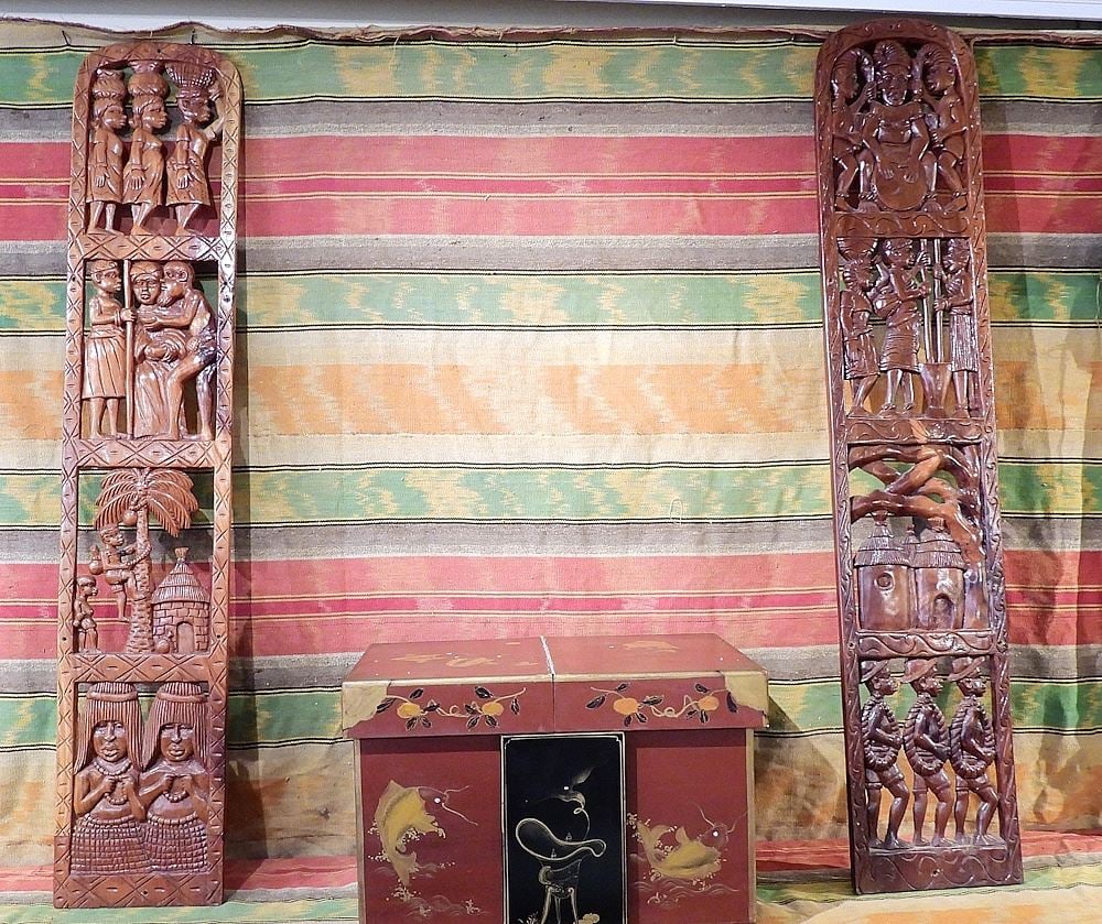 Two African Carved Hardwood Panels, 72 1/4 x 14". (1 of 4)