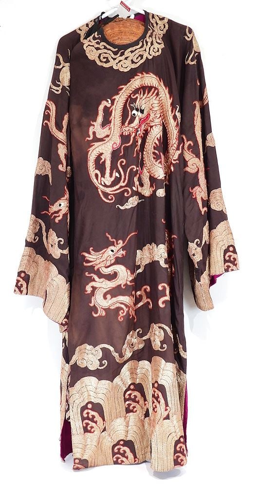 Chinese Silk Dragon Robe, 56"h x 77" w, Includes a Basket. (1 of 3)