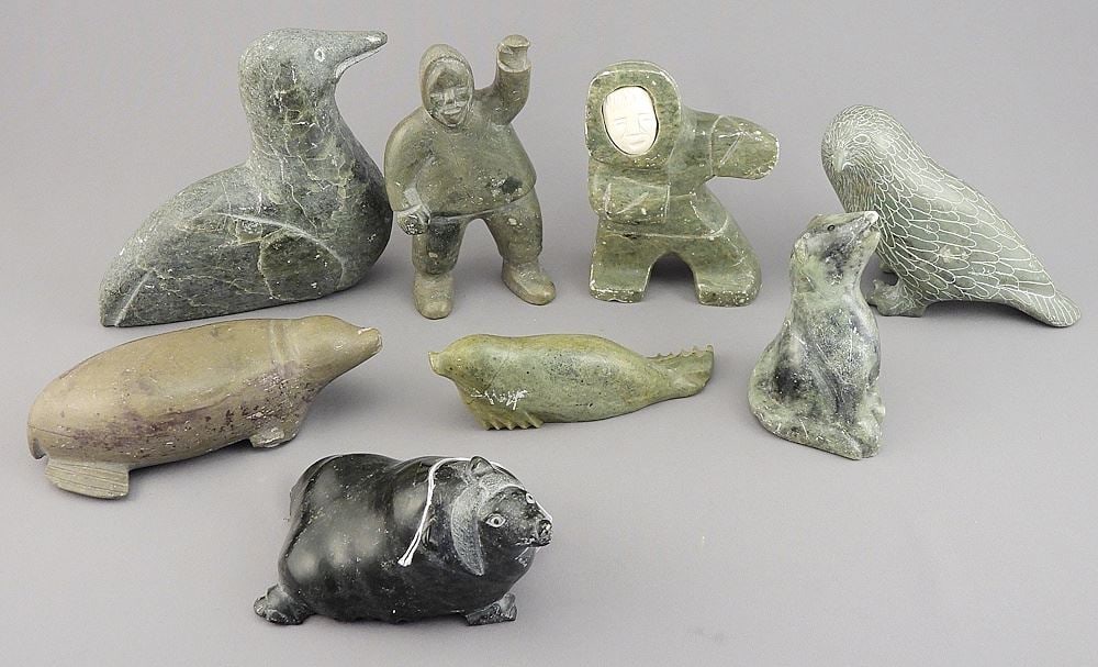 Collection of Eight Inuit Stone Carvings, 1 1/4 - 5"h. (1 of 5)