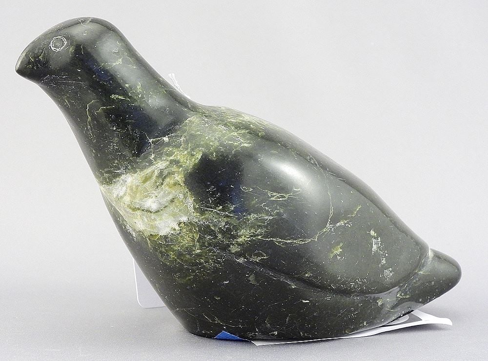 Inuit Stone Carving by Josephee Kakee, 8"L, "Ptarmigan" w/Tag. (1 of 3)