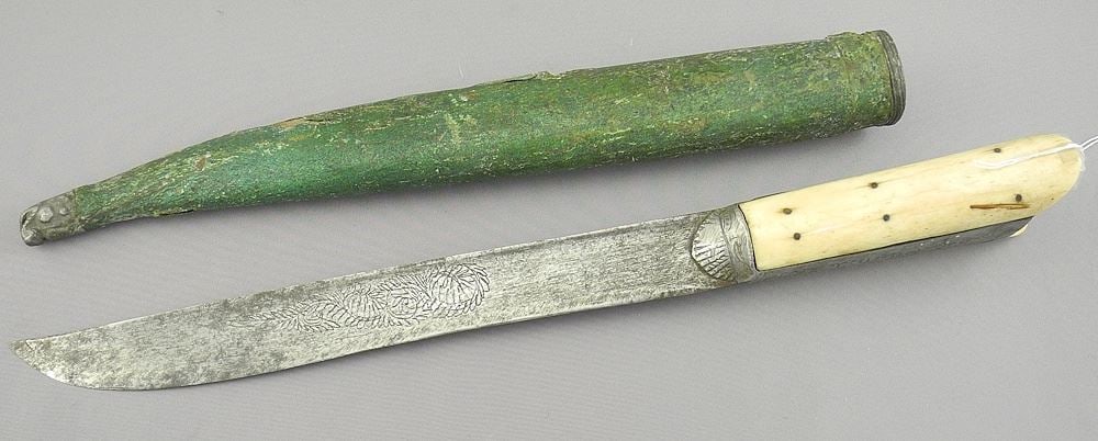 Antique Greek-Ottoman Cretan Knife (in sheath), 13 1/2"L. (1 of 5)