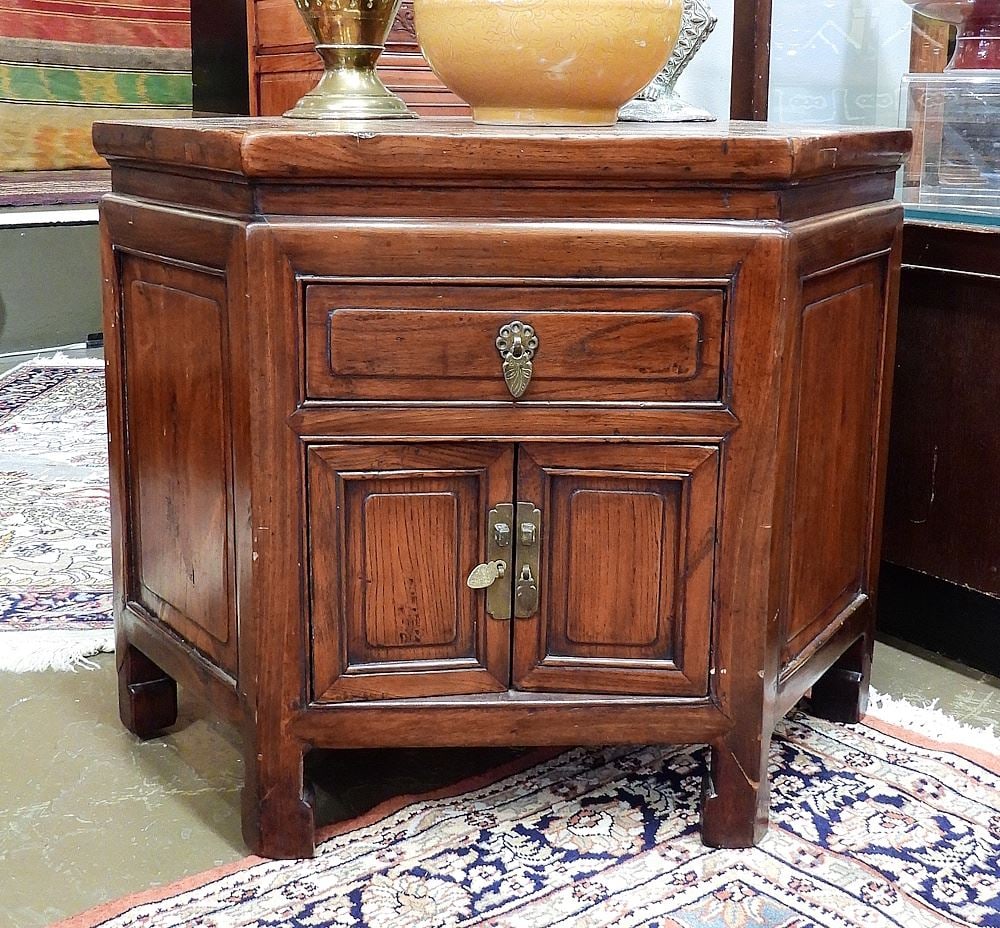 Old Chinese Hexagonal Rosewood Side Cabinet. (1 of 3)