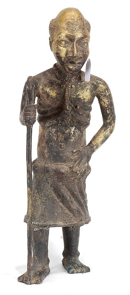 Benin Bronze Elderly Male Figure, 22 1/2"h. (1 of 3)