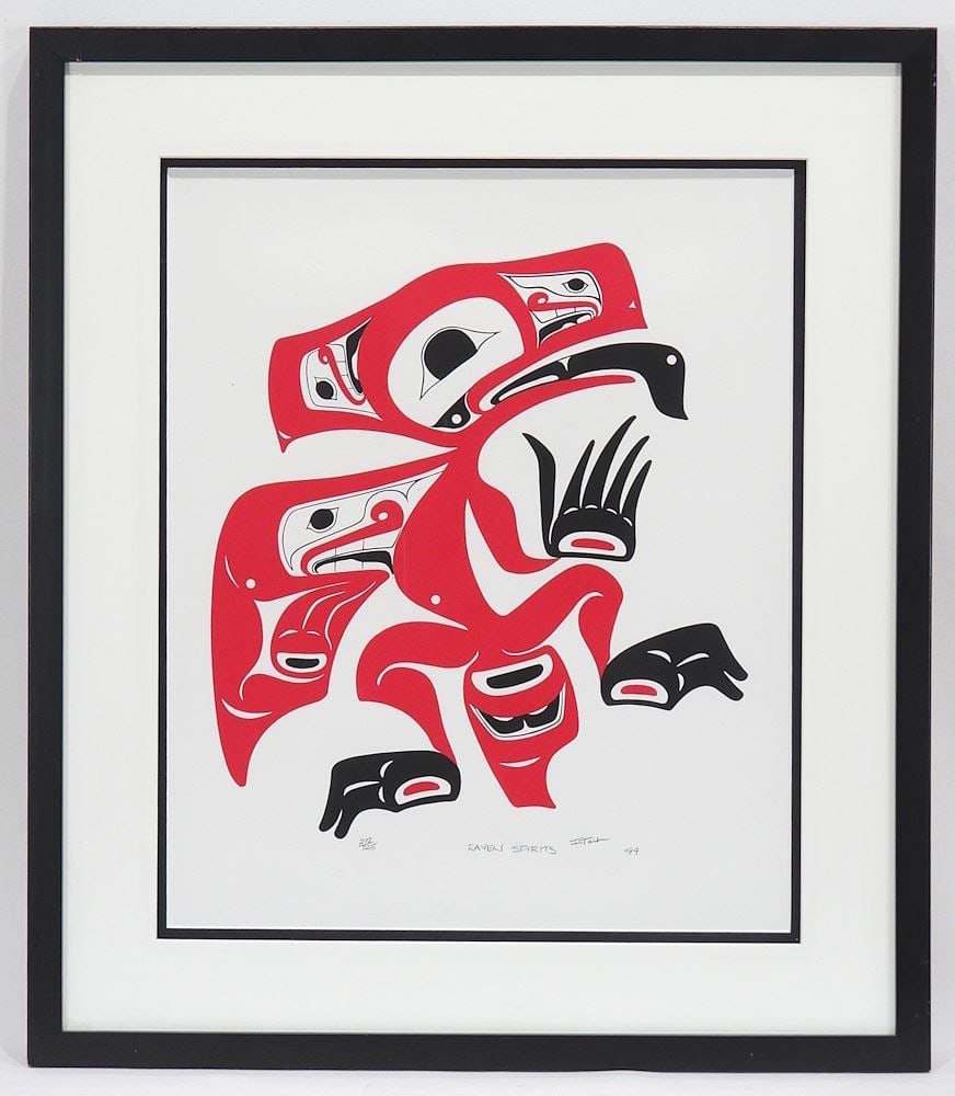 Nisga'a Serigraph signed I. (Isaac) Tait, 17 x 13 7/8", "Raven Spirits" #212/225. (1 of 4)
