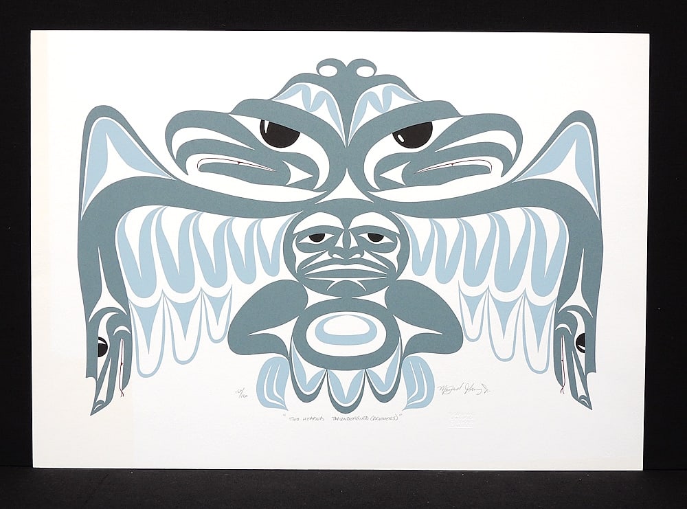 Coast Salish Serigraph sig. Maynard Johnny Jr., 15 x 21 1/4", "2 Headed Thunderbird", #159/160 (1 of 2)
