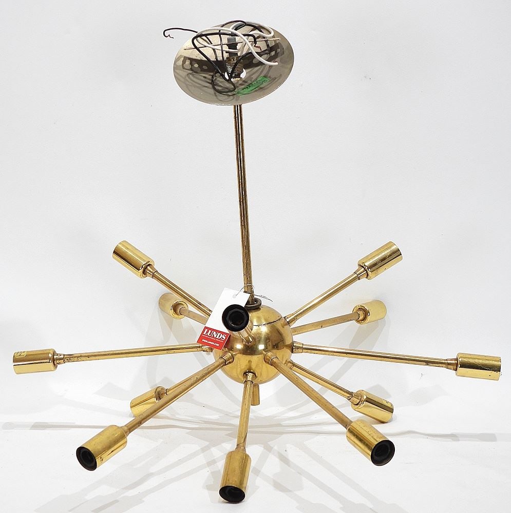Brass "Columbia" Sputnik Light Fixture, 16 x 21 1/2 x 21 1/2". (1 of 2)