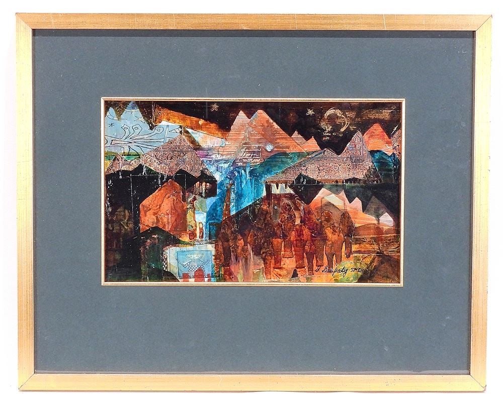 Mixed Media signed D. (Donna) Baspaly, 6 1/2 x 10 1/2", "Untitled Collage". (1 of 4)
