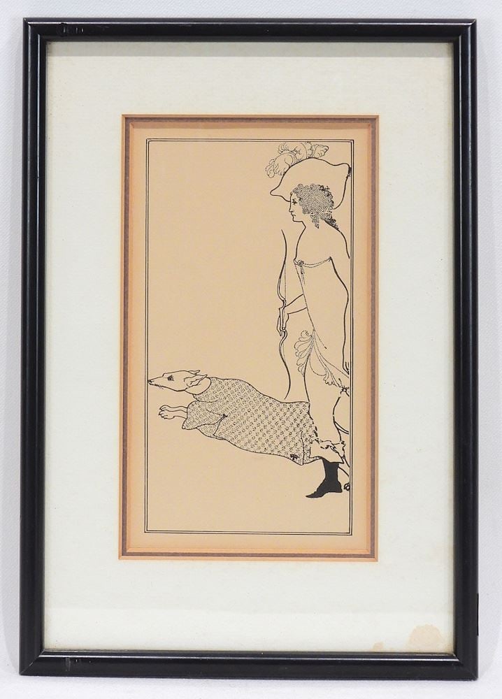 Line Clock Illustration Aubrey Beardsley, 7 x 4".: Line Clock Illustration Aubrey Beardsley, 7 x 4".