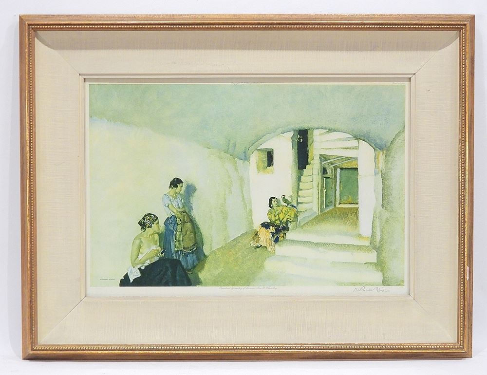 Colour Print signed W. (William) Russell Flint, 13 x 19 1/2" "The Parrot". (1 of 6)