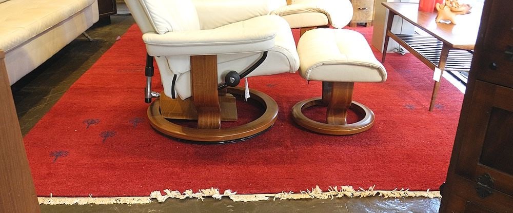 Gabbeh Carpet, Ruby Ground, 8 x 10'.