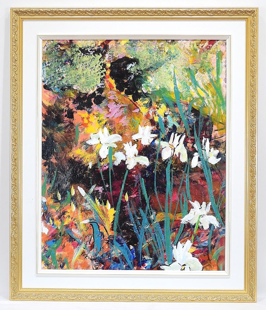 Oil on Canvas signed Moreau, 30 x 34", "White Daffodils".: Oil on Canvas signed Moreau, 30 x 34", "White Daffodils".
