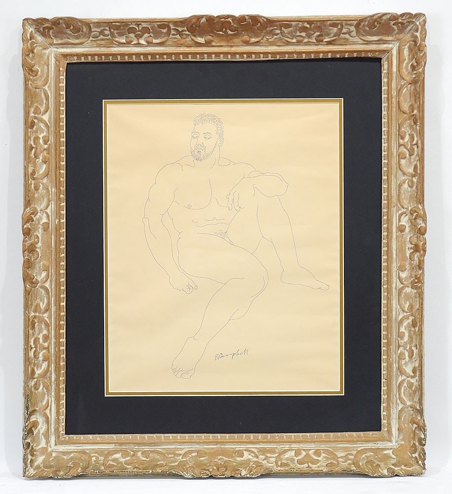 Drawing signed B. Campbell, 17 3/4 x 14 1/4" "Bearded Hunk".: Drawing signed B. Campbell, 17 3/4 x 14 1/4" "Bearded Hunk".