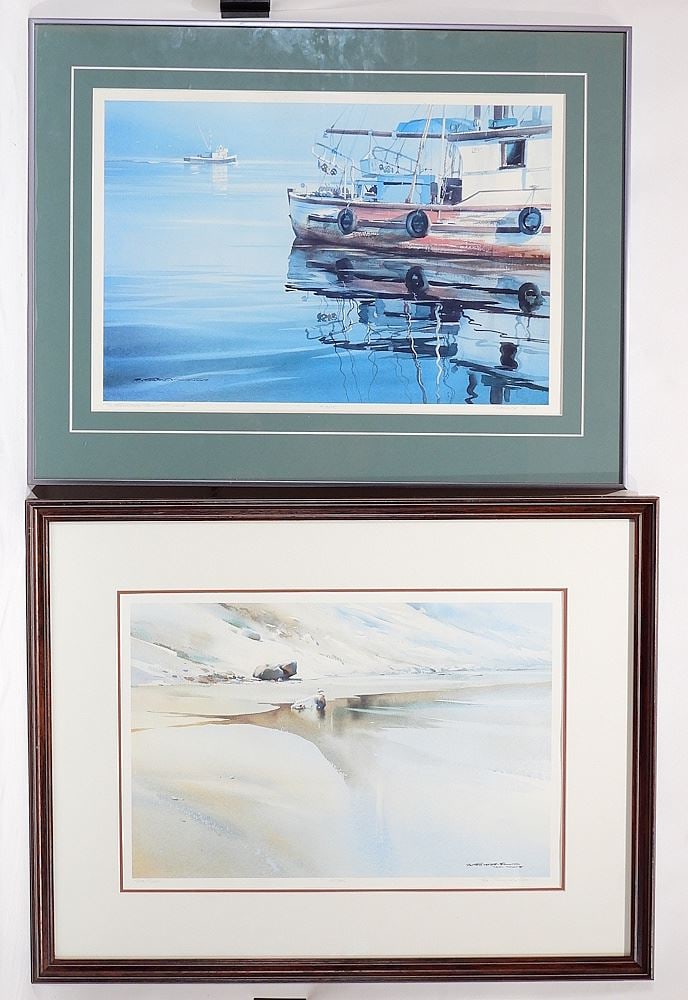 Two LEP's signed B. (Brian) Travers- Smith, Larger 15 x 22", "Solitude" & "Early Sun". (1 of 7)
