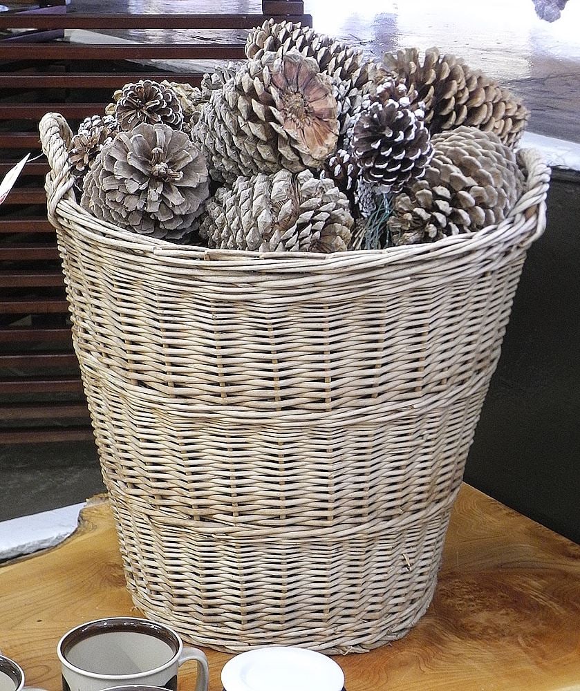 Wicker Basket of Pine Cones. (1 of 1)