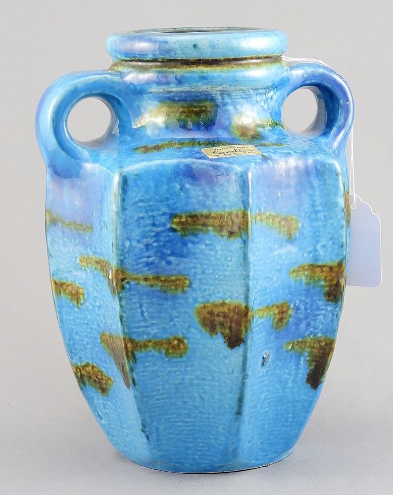 Carsten's West Germany Blue Pottery Vase, 8 1/8"h.: Carsten's West Germany Blue Pottery Vase, 8 1/8"h.