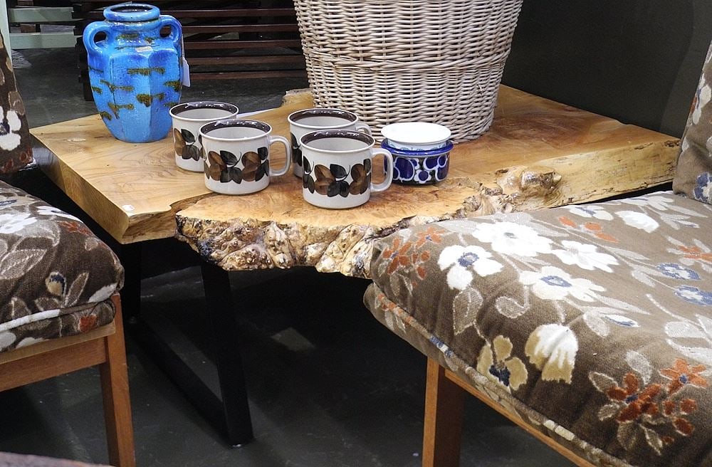Vancouver Island Live Edge Maple & Wrought Iron Low Table, 14 7/8 x 36 x 29 1/2". (1 of 2)